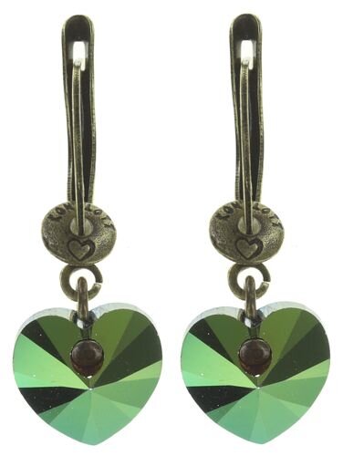 Konplott - Hearts for Us - blue, green, antique brass, earring dangling