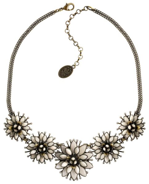 Konplott - Lotus Flower - white, antique brass, necklace