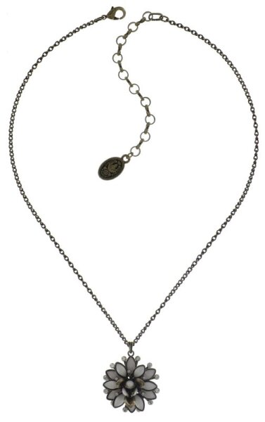 Konplott - Lotus Flower - white, antique brass, necklace pendant