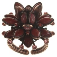 Konplott - Lotus Flower - red, antique brass, ring