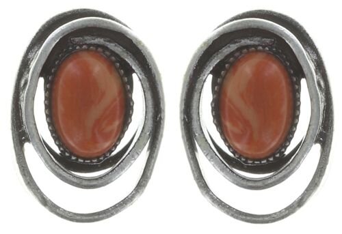 Konplott - Boho Twist - red, orange, antique silver, earring stud