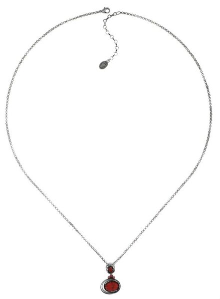 Konplott - Boho Twist - red, orange, antique silver, necklace pendant, long