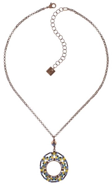 Konplott - Beat of the Beads - Blau, Braun, helles Antikkupfer, Halskette mit Anhänger