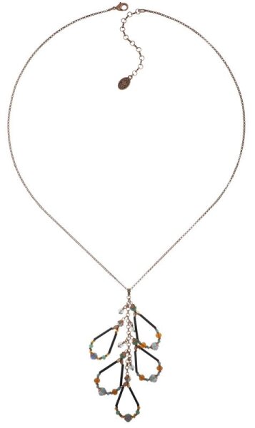 Konplott - Beat of the Beads - blue, brown, light antique copper, necklace pendant, long