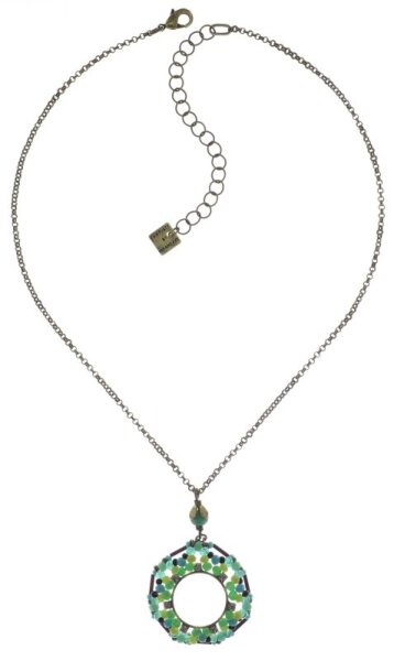 Konplott - Beat of the Beads - green, antique brass, necklace pendant