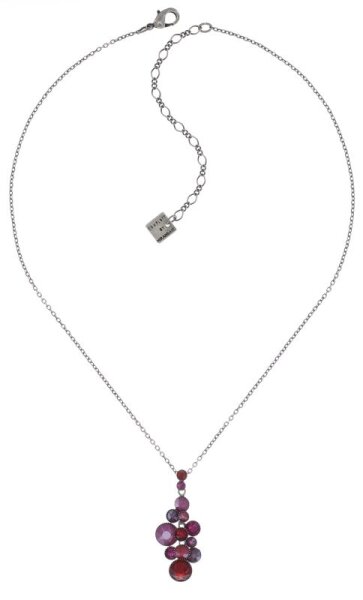 Konplott - Water Cascade - dunkles Rosa, Antiksilber, Halskette mit Anhänger