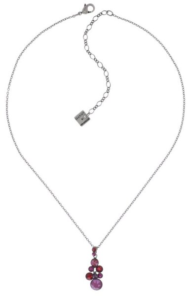 Konplott - Water Cascade - dunkles Rosa, Antiksilber, Halskette mit Anhänger
