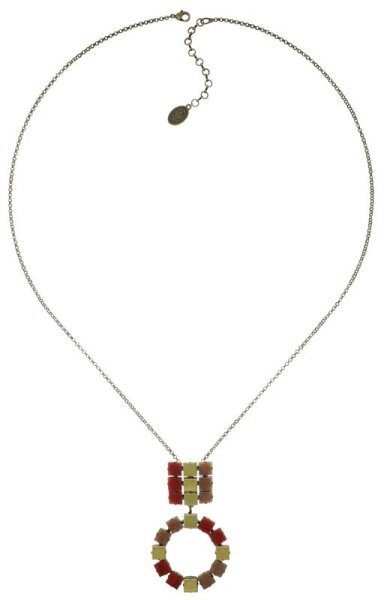Konplott - Cleo - beige, red, Light antique brass, necklace pendant, long