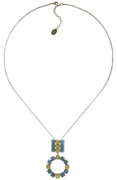 Konplott - Cleo - light blue, Light antique brass, necklace pendant, long