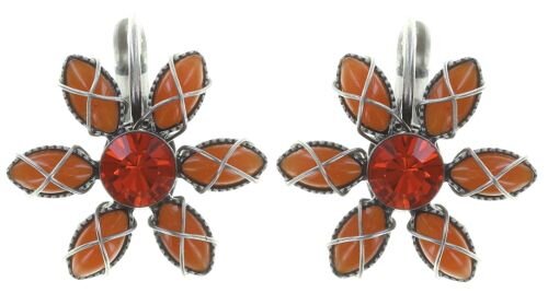 Konplott - Psychodahlia - pink, orange, antique silver, earring eurowire