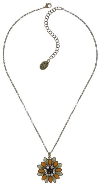 Konplott - Psychodahlia - yellow, antique brass, necklace pendant