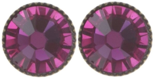 Konplott - Black Jack - dark pink, Fuchsia, antique silver, earring stud-flat