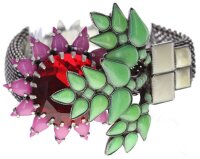 Konplott - Sunflower - pink, greenantique silver, bracelet 