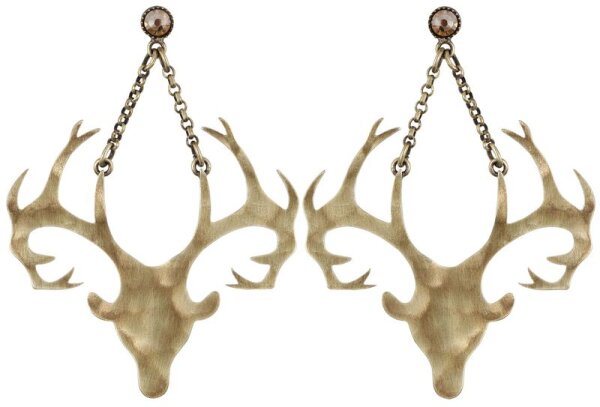 Konplott - The Deer - Messing, Antikmessing, Ohrringe mit Stecker und Hängelement
