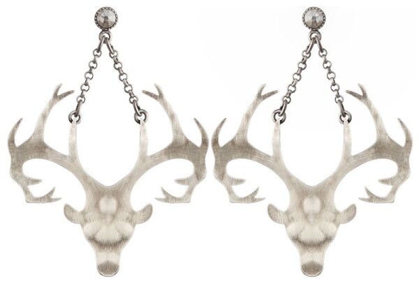 Konplott - The Deer - Silber, Antiksilber, Ohrringe mit Stecker und Hängelement