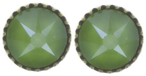 Konplott - Black Jack - green crystal, lime, antique brass, earring stud-flat