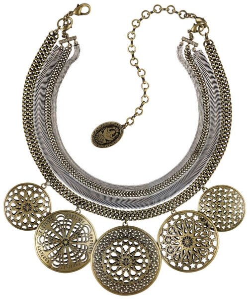 Konplott - Shade of Lights - white, antique brass/antique silver, necklace collier