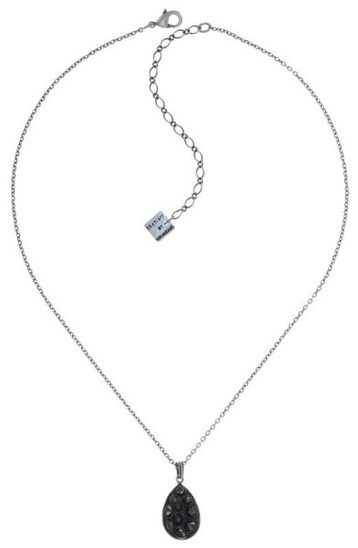 Konplott - Tears of Joy - black jet, hematite, antique silver, necklace pendant