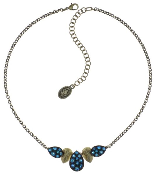 Konplott - Tears of Joy - blue, bluezircon shimmer, antique brass, necklace