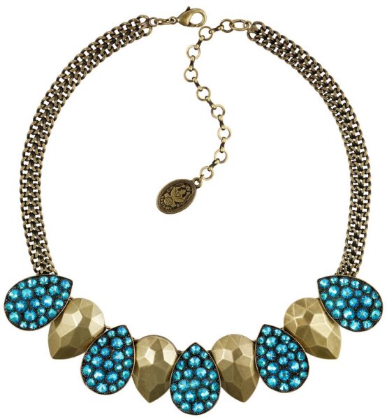 Konplott - Tears of Joy - blue, bluezircon shimmer, antique brass, necklace