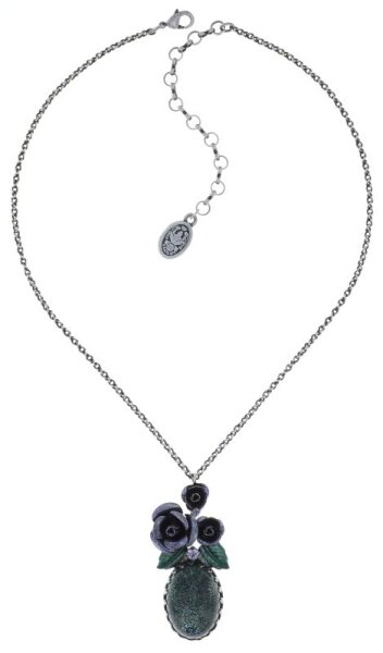 Konplott - They Call Me The White Rose - blue, lila, antique silver, necklace pendant