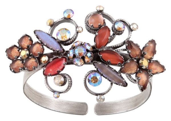Konplott - Twisted Flower - brown, antique silver, bracelet bangle