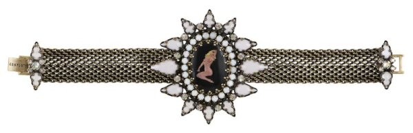Konplott - Striptease - black/white, light antique brass, bracelet