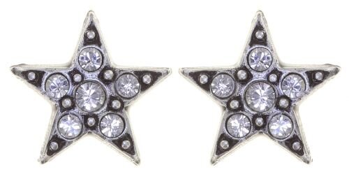 Konplott - Dancing Star - white, antique silver, earring stud