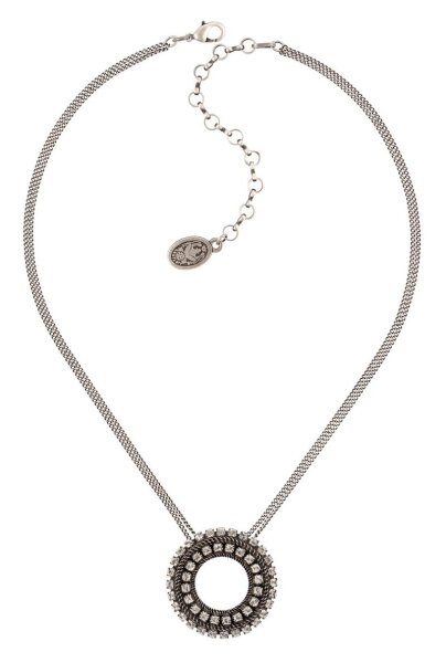 Konplott - Rock n Glam - white, crystal, antique silver, necklace pendant