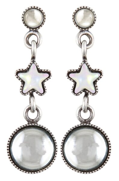 Konplott - Sterntaler - white, antique silver, earring stud dangling