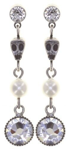 Konplott - Pirates in Paris - white, crystal, antique silver, earring stud dangling
