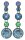 Konplott - Water Cascade - blue/green, antique brass, earring stud dangling