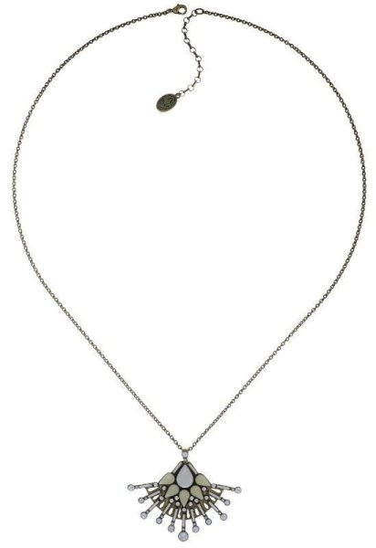 Konplott - Geisha - white, Light antique brass, necklace pendant, long