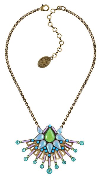 Konplott - Geisha - blue/green, Light antique brass, necklace pendant