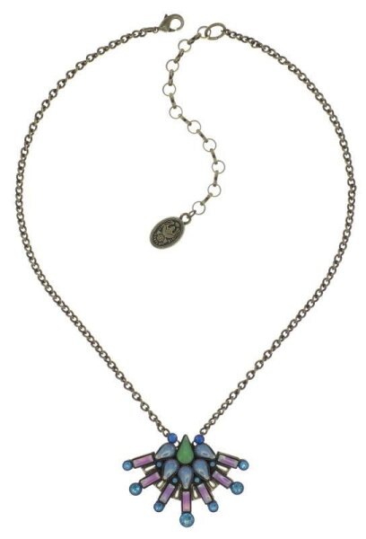 Konplott - Geisha - Blau, Grün, helles Antikmessing, Halskette mit Anhänger