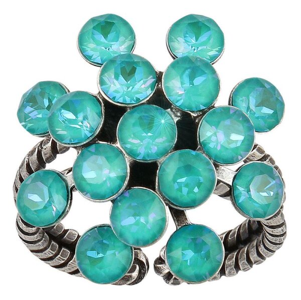 Konplott - Magic Fireball - blue/green, Crystal laguna, antique silver, ring