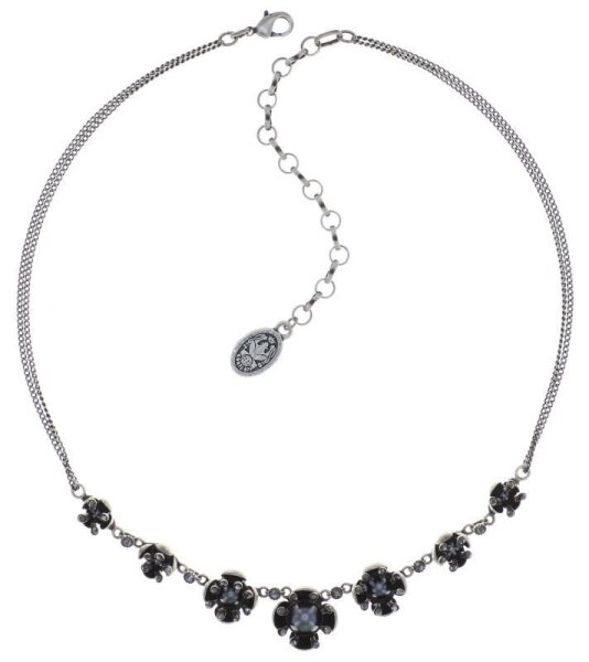 Konplott - Petit Fleur de Bloom - black, antique silver, necklace
