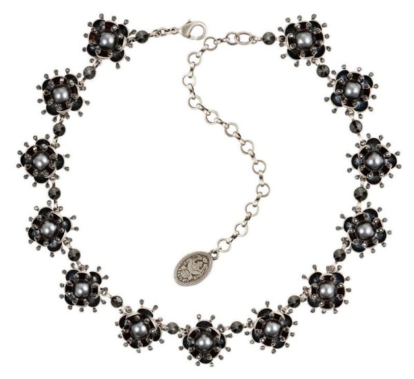 Konplott - Petit Fleur de Bloom - black, antique silver, necklace collier