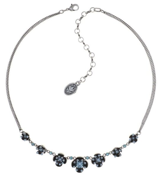 Konplott - Petit Fleur de Bloom - blue, antique silver, necklace