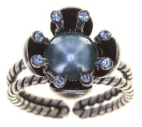 Konplott - Petit Fleur de Bloom - blue, antique silver, ring