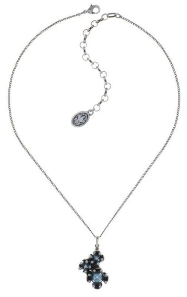 Konplott - Petit Fleur de Bloom - blue, antique silver, necklace pendant
