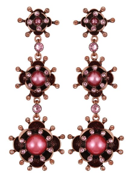 Konplott - Petit Fleur de Bloom - pink, Light antique copper, earring stud dangling