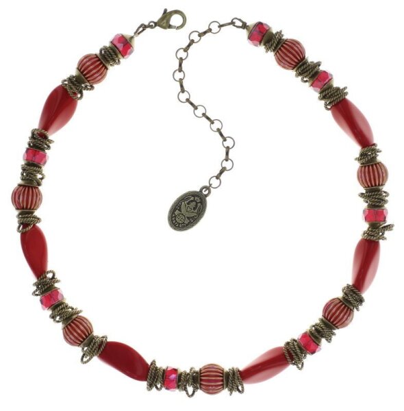 Konplott - Tropical Candy - red, antique brass, necklace
