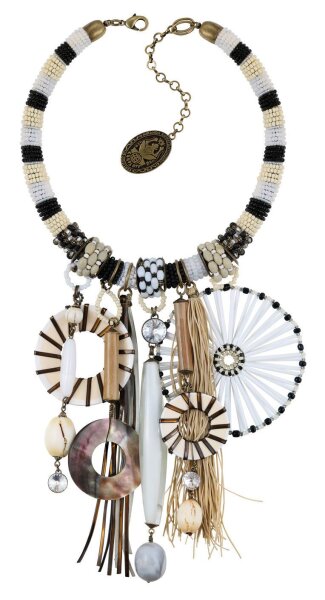 Konplott - Massai Goes Fishing - domino, antique brass, necklace collier