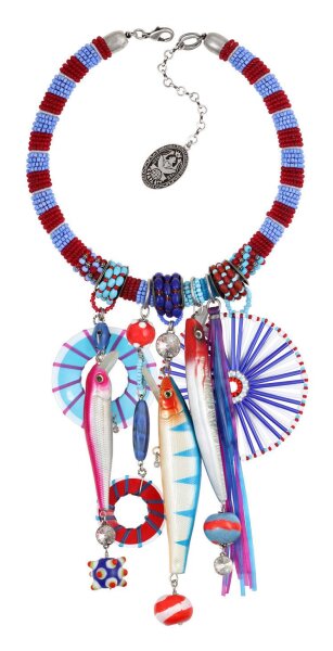Konplott - Massai Goes Fishing - navy love, antique silver, necklace collier