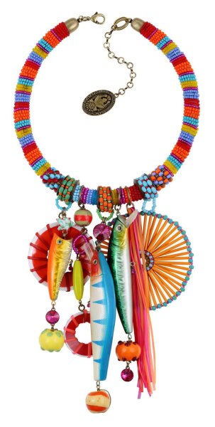Konplott - Massai Goes Fishing - rainbow, antique brass, necklace collier