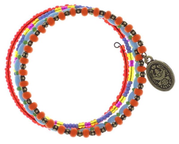 Konplott - Massai Goes Fishing - rainbow, antique brass, bracelet spiral
