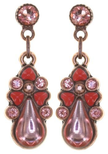 Konplott - Mandala - pink, orange, antique copper, earring stud dangling