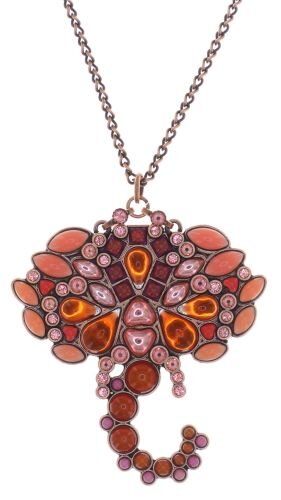 Konplott - Mandala - pink, orange, antique copper, necklace pendant, long