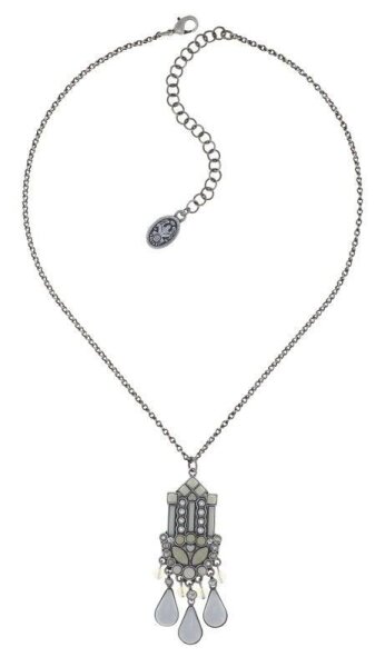 Konplott - Mandala - white, antique silver, necklace pendant